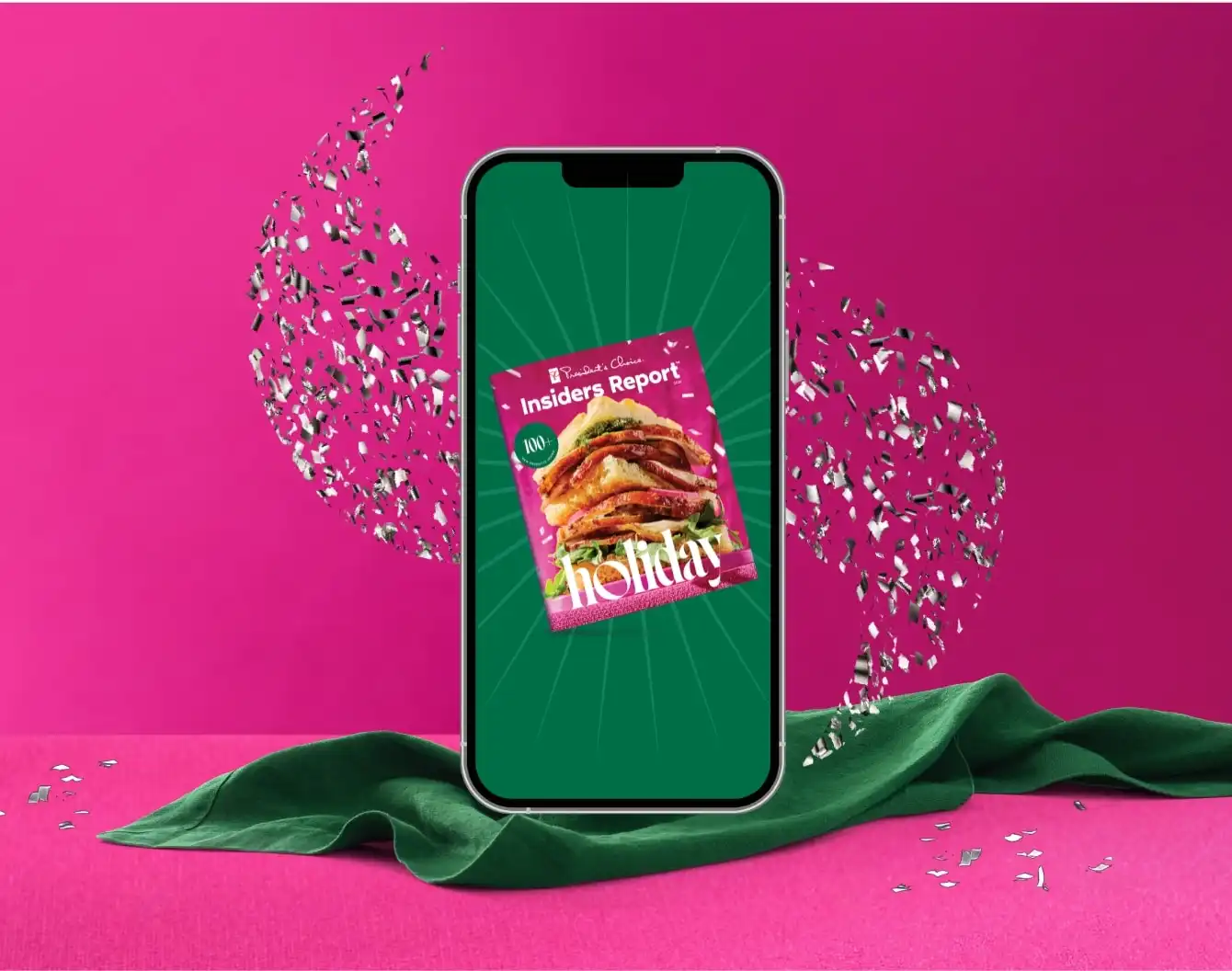 Spakrles swirl around a smartphone screen which displays PC Insiders report magazine and  red PC Optimum points float around the device. 